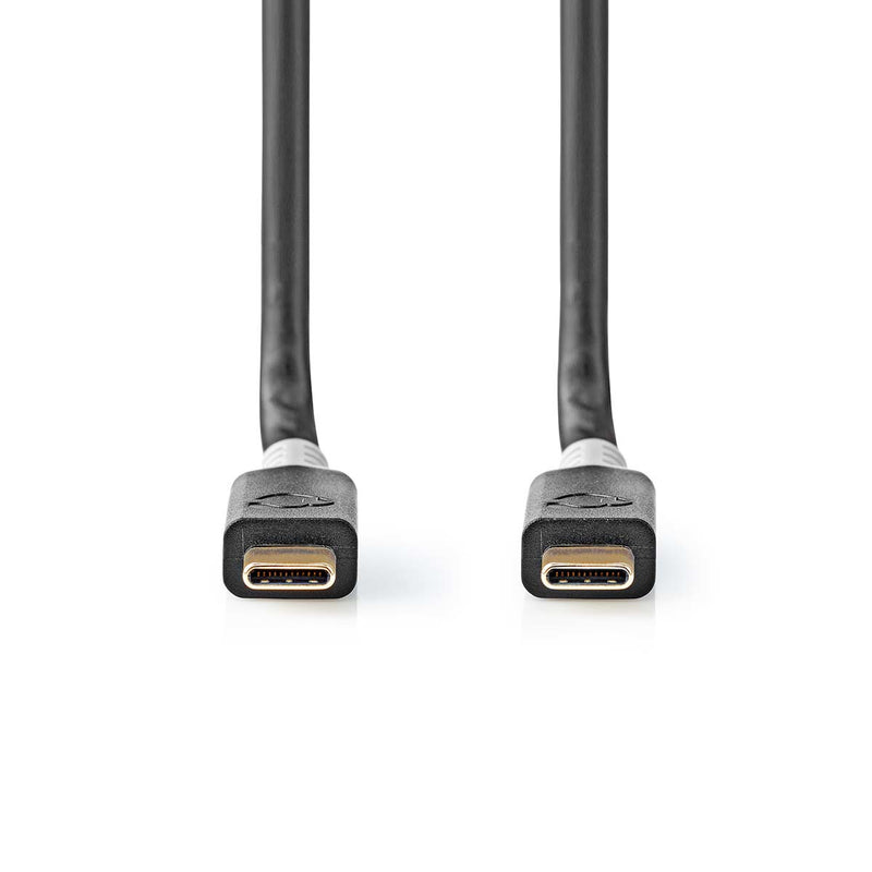Nedis CCBW64020AT10 USB-kabel USB4 Gen 2x2 1 m USB C 20 Gbit/sek. Sort, Sølv