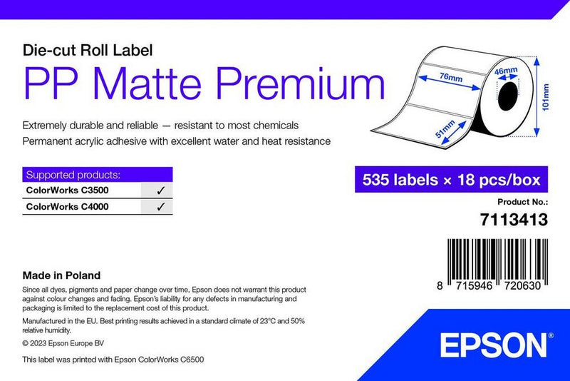 Epson 7113413 print etiket Hvid Selvklæbende printeretiket