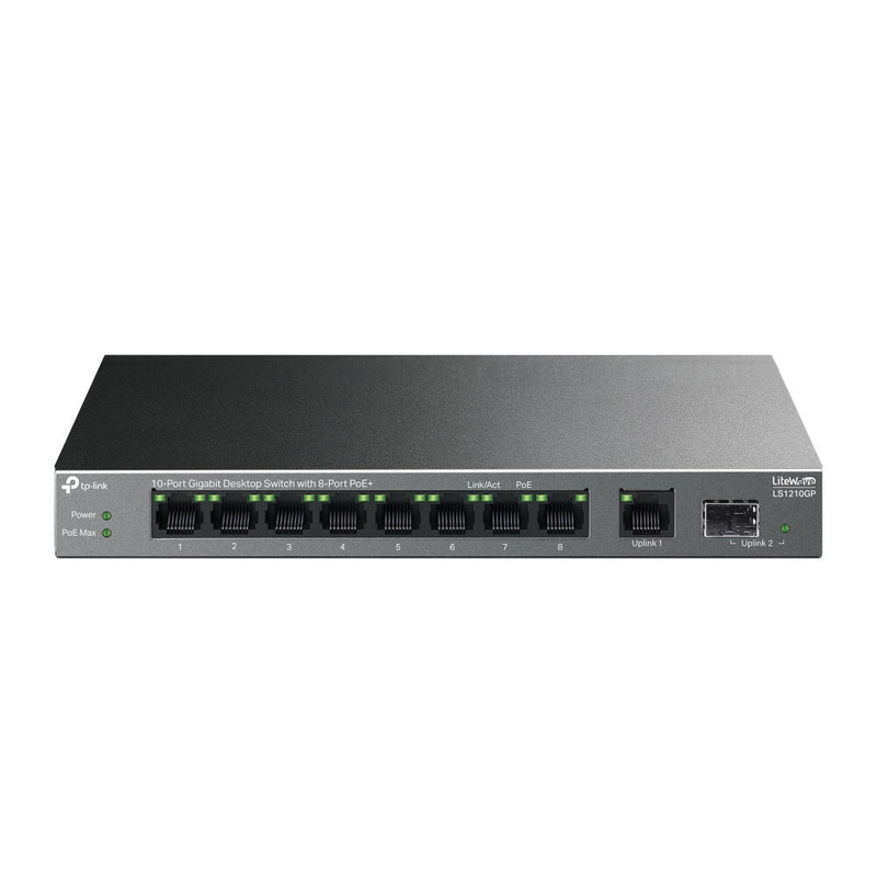 TP-Link LiteWave LS1210GP netværksswitch Ikke administreret Gigabit Ethernet (10/100/1000) Strøm over Ethernet (PoE) Sort