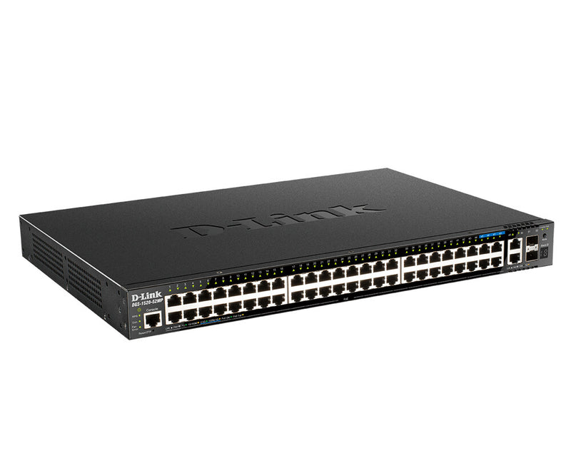 D-Link DGS-1520-52MP Administreret L3 Gigabit Ethernet (10/100/1000) Strøm over Ethernet (PoE) 1U Sort