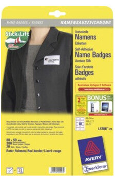 Avery L4786-20 badge og badgeholder Papir 200 stk