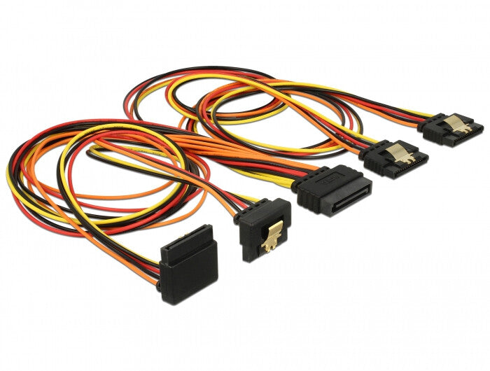 DeLOCK 60149 SATA-kabel 0,5 m SATA 15-stik 4 x SATA 15-pin Sort, Orange, Rød, Gul