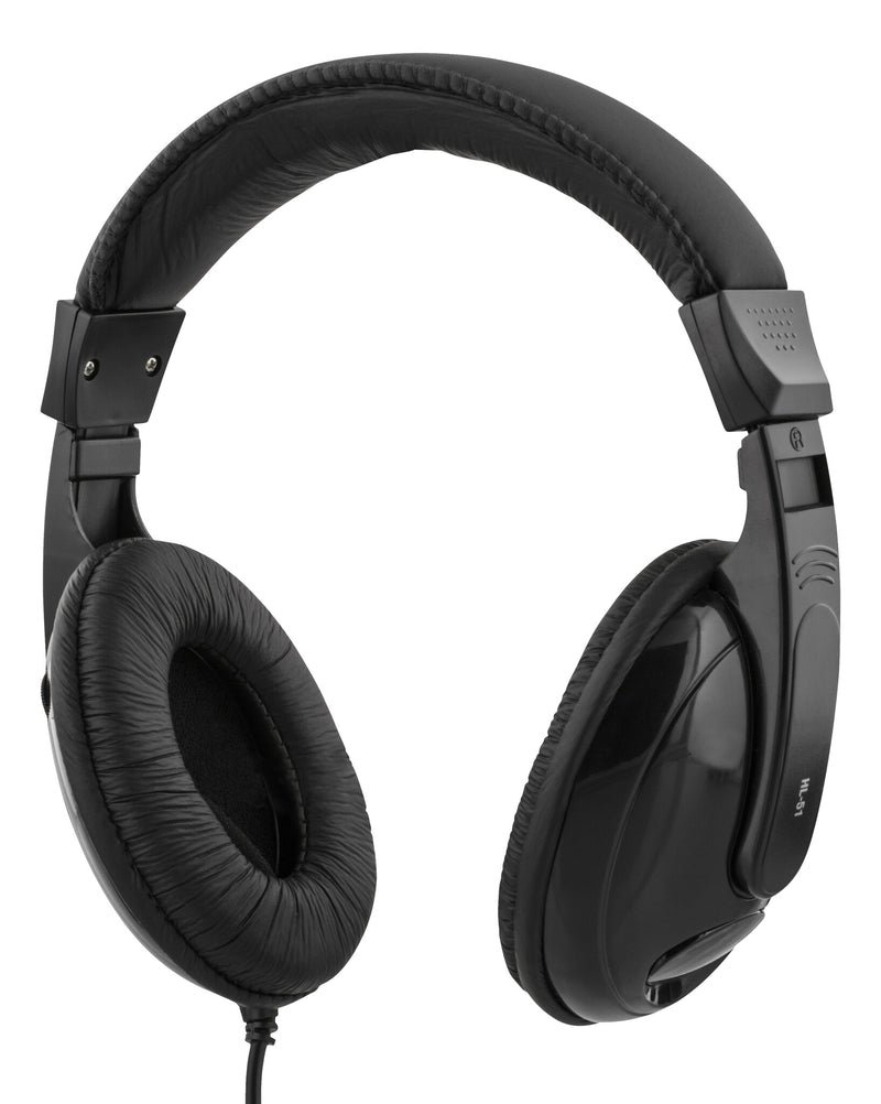 Deltaco Høretelefoner, volumekontrol, 2,5m kabel, sort