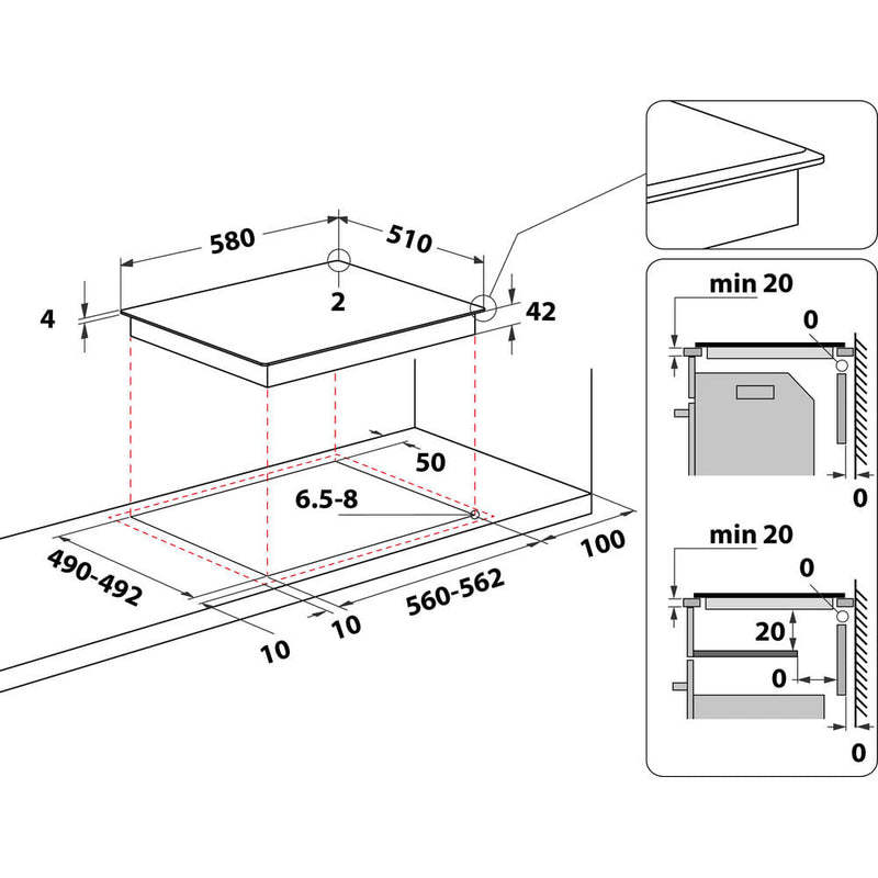 Whirlpool AKT 8130 BA Sort Indbygget Keramisk 4 zone(s)