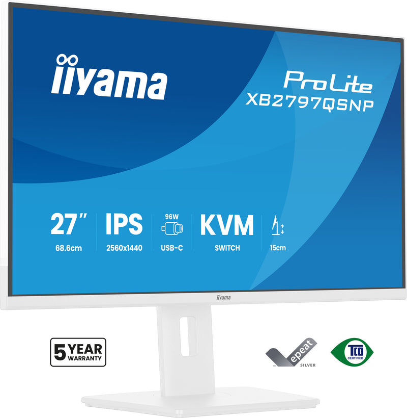 iiyama ProLite XB2797QSNP-W1 computerskærm 68,6 cm (27") 2560 x 1440 pixel Quad HD LCD Hvid