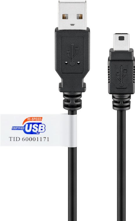 Goobay 93902 USB-kabel USB 2.0 1,8 m Mini-USB B USB A 0,48 Gbit/sek. Sort