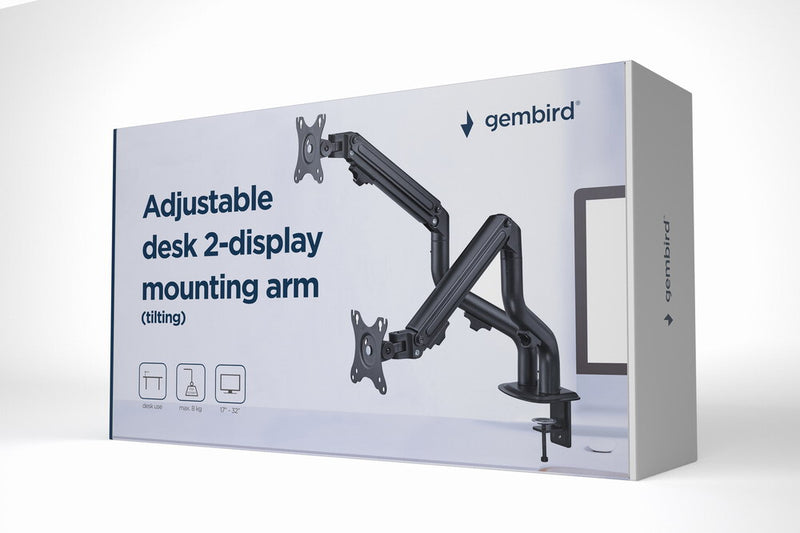 Gembird MA-DA2-02 skærmbeslag og -stativer 81,3 cm (32") Skrivebord Sort