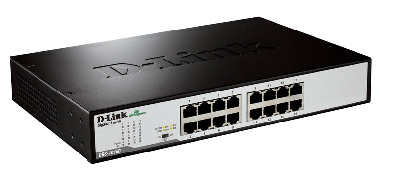 D-Link DGS-1016D/E netværksswitch Ikke administreret Sort, Metallic