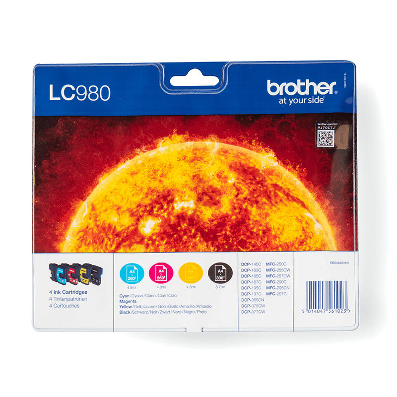 Brother LC-980VALBPDR blækpatron 4 stk Original Sort, Blå, Magenta, Gul