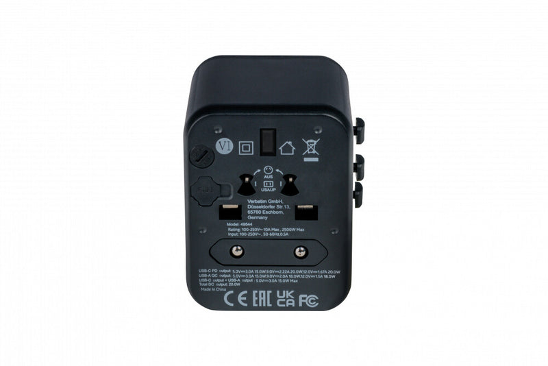 Verbatim 49544 strømstik adapter Universel Sort