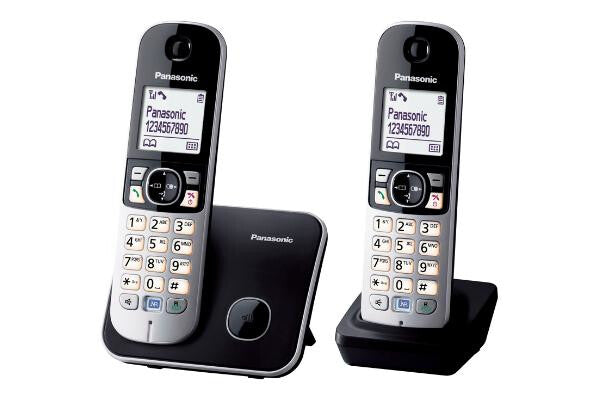 Panasonic KX-TG6812 DECT telefon Nummervisning Sort, Sølv