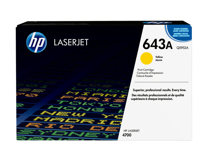 HP Original 643A LaserJet-tonerpatron, gul