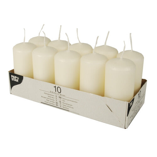 Papstar 17912 vokslys Rund Cremefarvet 10 stk
