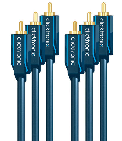 ClickTronic 10m YUV Component komponent (YPbPr ) videokabel 3 x RCA Blå