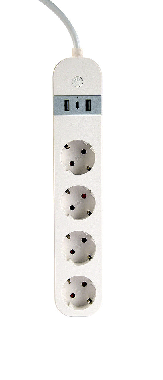 Gembird TSL-PS-S4U-01-W smart strømskinne 4 AC stikkontakt(er) Type E 1,5 m 3 3880 W Hvid
