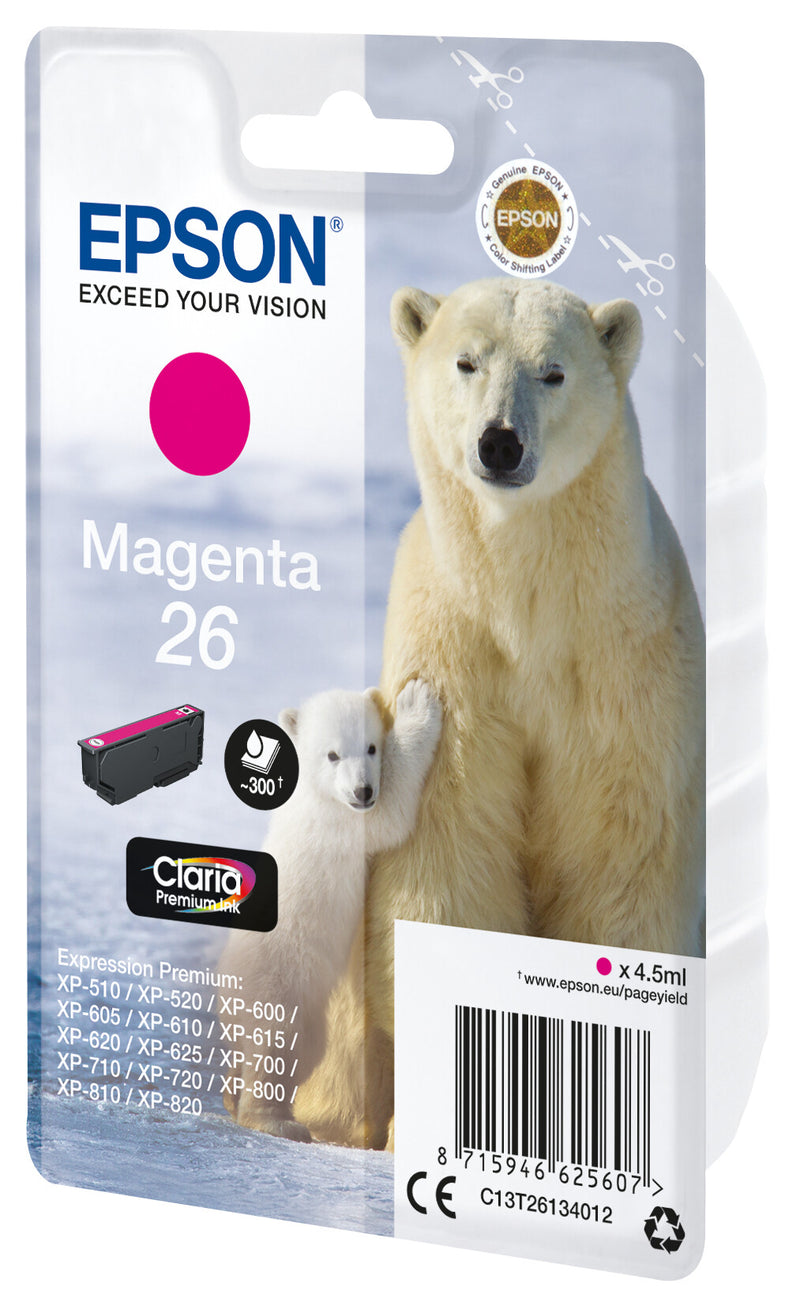 Epson Polar bear C13T26134012 blækpatron 1 stk Original Standard udbytte Magenta