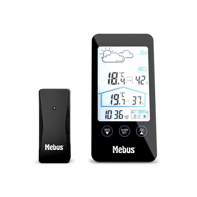 Mebus 11908 digital vejrstation Sort Batteri