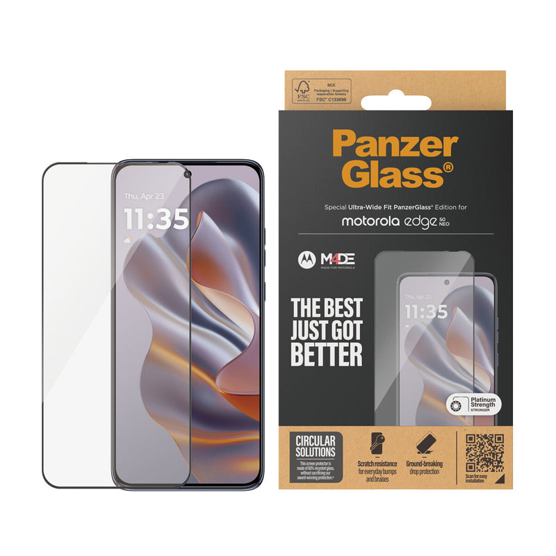 PanzerGlass ® Skærmbeskyttelse Motorola Edge 60 Neo | 50 Neo | Ultra-Wide Fit