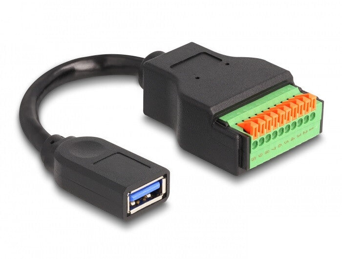 DeLOCK 66241 USB-kabel USB 3.2 Gen 1 (3.1 Gen 1) 0,15 m USB A 10-pin terminal block 5 Gbit/sek. Sort, Grøn