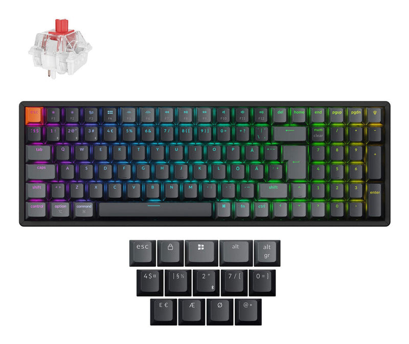 Keychron K4 QMK tastatur Universel USB + RF Wireless + Bluetooth Nordisk Sort