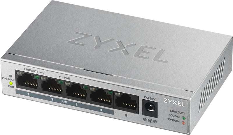 Zyxel GS1005HP Ikke administreret Gigabit Ethernet (10/100/1000) Strøm over Ethernet (PoE) Sølv