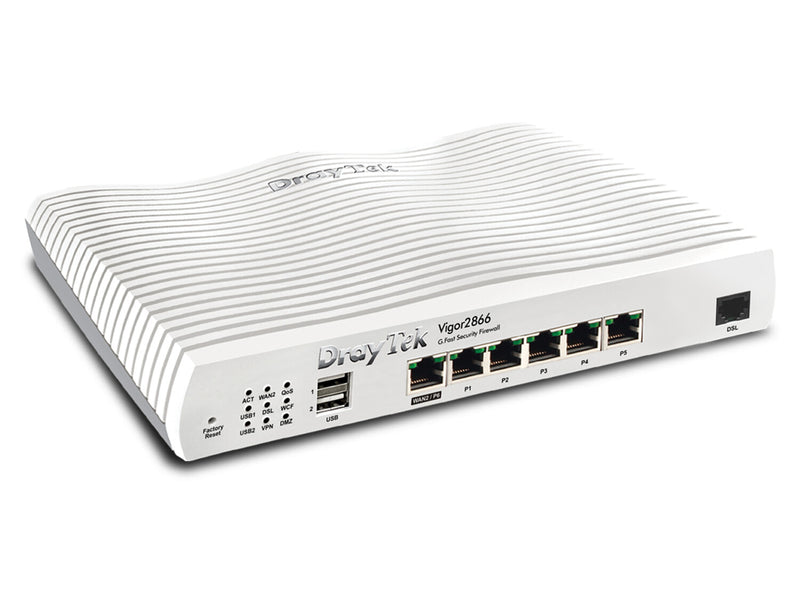DrayTek Vigor 2866: Gfast Modem-Firewall kabelforbundet router Gigabit Ethernet Grå