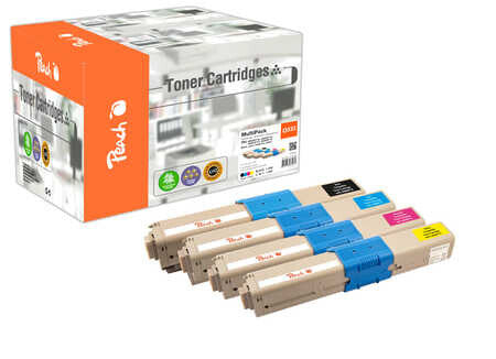 Peach Toner Spar Pack PT822 tonerpatron 4 stk Kompatibel Sort, Blå, Magenta, Gul