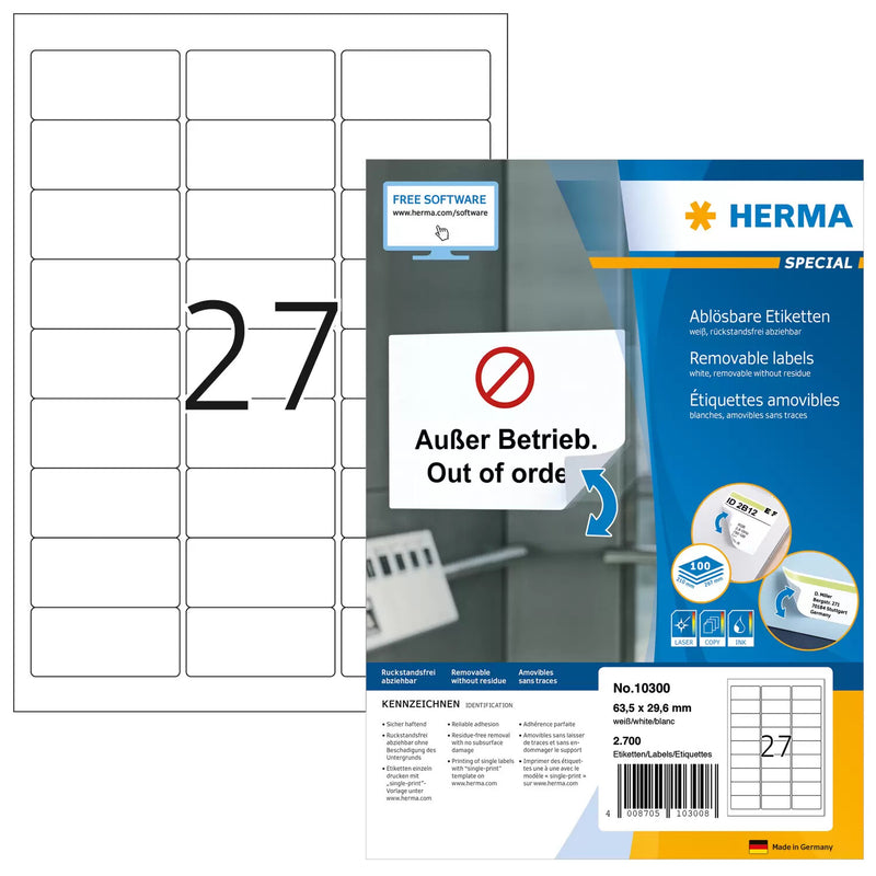 HERMA 10300 print etiket Hvid Selvklæbende printeretiket