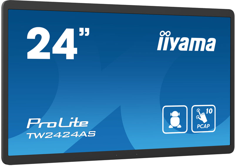iiyama TW2424AS-B1 skilte display Digital fladpaneldisplay 60,5 cm (23.8") Wi-Fi 250 cd/m² 4K Ultra HD Sort Berøringsskærm Indbygget processer Android 24/7