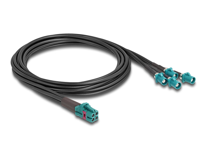 DeLOCK 90141 koaxial kabel 1 m Mini FAKRA Z 4 x FAKRA Z Sort, Blå