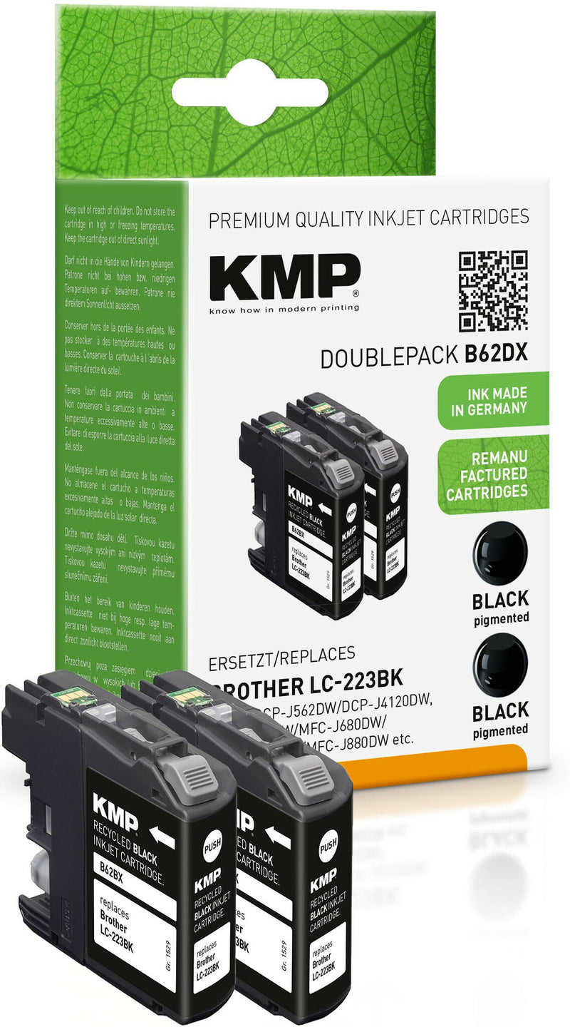 KMP B62DX blækpatron 2 stk Kompatibel Sort