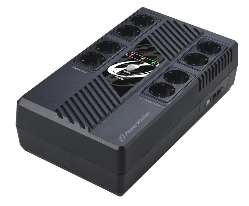 PowerWalker VI 600 MS UPS-enhed Interaktivt indgangsstik 0,6 kVA 360 W 8 AC stikkontakt(er)