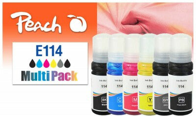 Peach PI200-941 blækpatron 6 stk Original Standard udbytte Sort, Blå, Grå, Magenta, Gul
