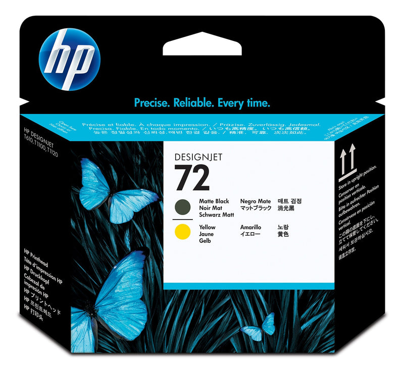 HP 72 DesignJet-skrivehoved, mat sort og gul