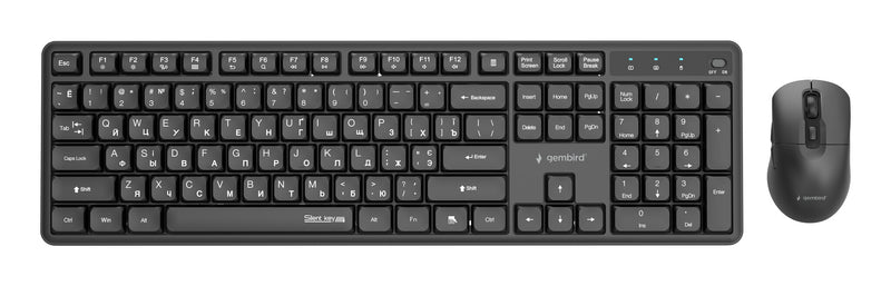 Gembird KBS-WMS-01-CYRL tastatur Mus inkluderet Kontor RF trådløst QWERTY US International, Ukrainsk, Russisk Sort