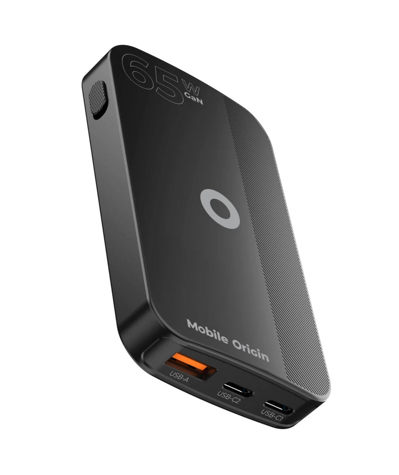 Mobile Origin GAN-65W-SLM-BLK oplader til mobil enhed Universel Sort USB Hurtig opladning Indendørs