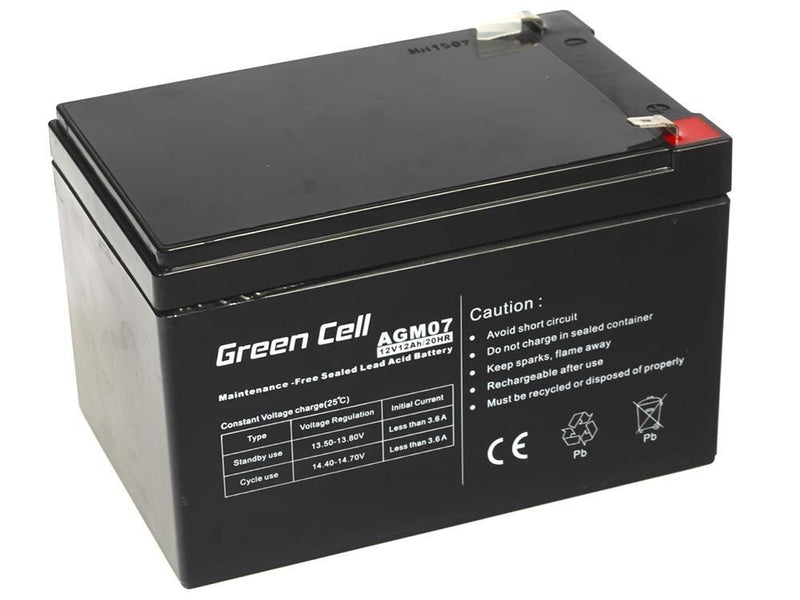 Green Cell AGM Battery 12V 12Ah - Batterie - 12.000 mAh Blybatterier (VRLA) 12 At