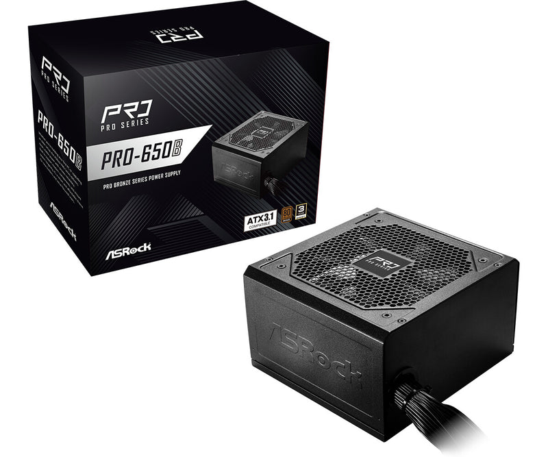 Asrock PRO-650B enhed til strømforsyning 650 W 24-pin ATX ATX Sort