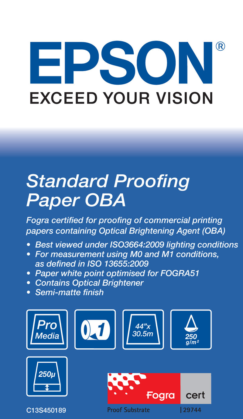 Epson Standard Proofing, 44" x 30.5m, 250 g/m² storformat medie 30,5 m Semi-mat