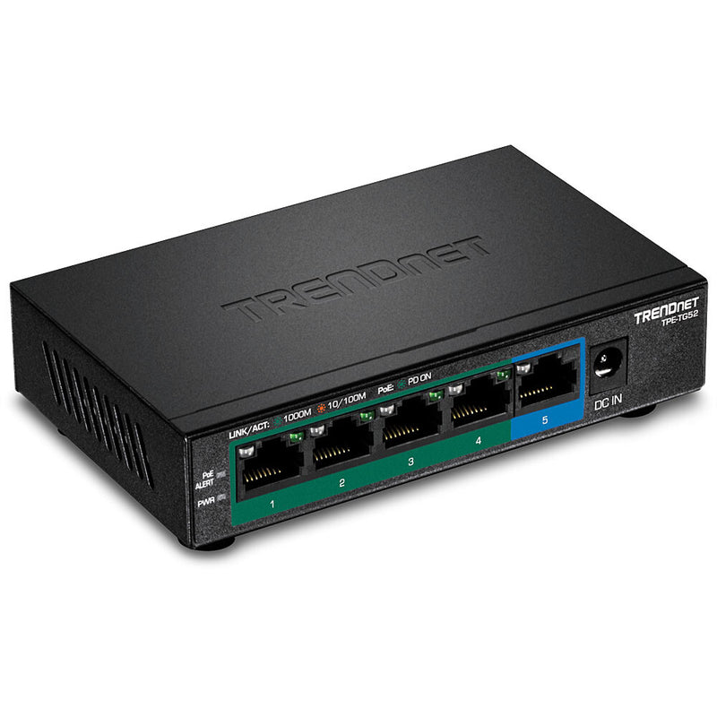 Trendnet TPE-TG52 netværksswitch Ikke administreret Gigabit Ethernet (10/100/1000) Strøm over Ethernet (PoE) Sort