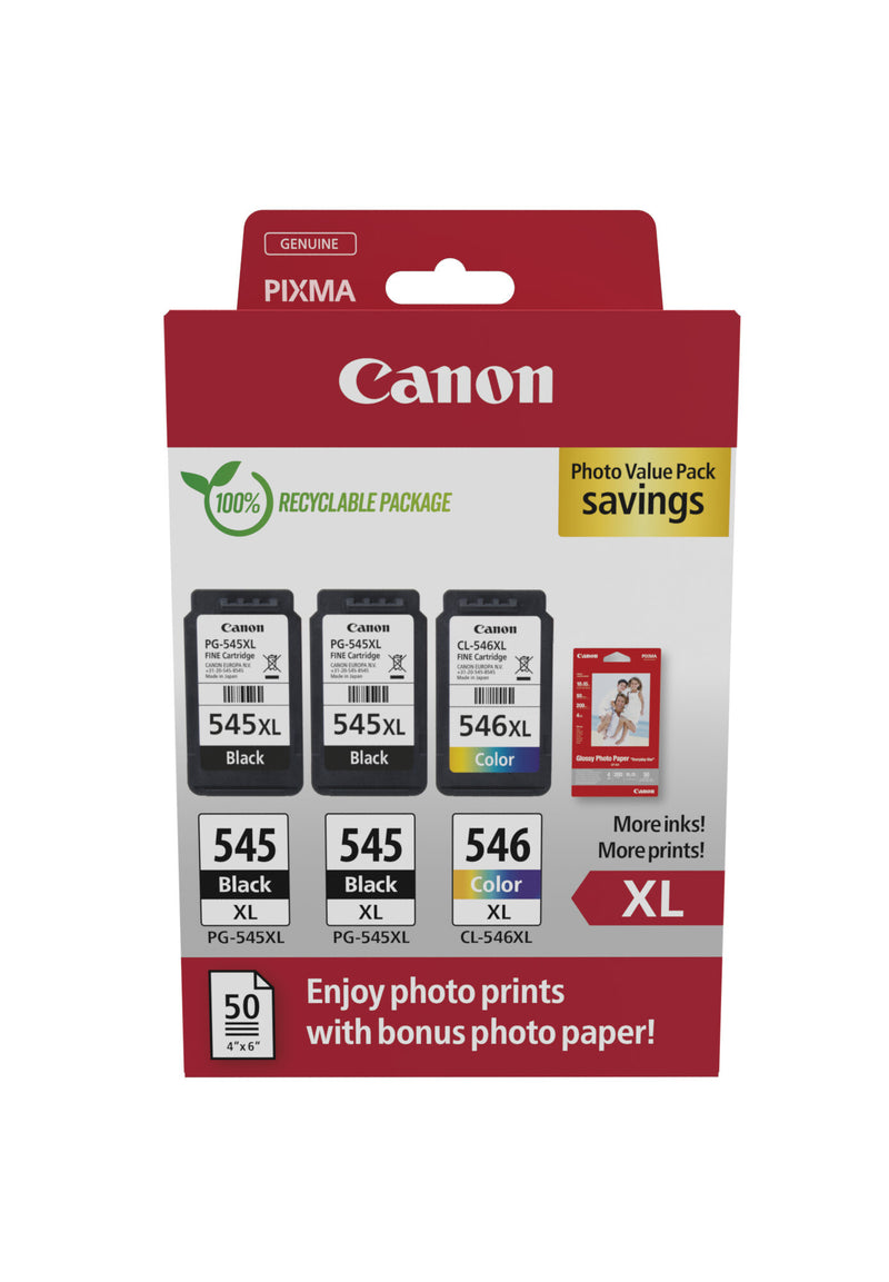 Canon 8286B015 blækpatron 3 stk Original Højt (XL) udbytte Sort, Blå, Magenta, Gul