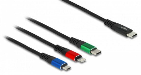 DeLOCK 86596 USB-kabel USB 2.0 1 m USB C USB C/micro-USB B/Lightning Sort, Blå, Grøn, Rød