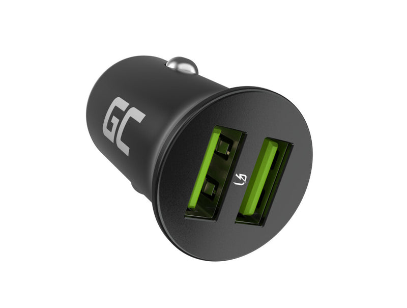 Green Cell GC CADM-GC-36AA - USB-Ladegeraet 36 W 2x USB-A schwarz Lommelygte, GPS, Hovedtelefoner, Mobiltelefon, Navigator, Andet, Bærbar højttaler, Strømbank, Smartphone, SmartWatch, Tablet, Telefon, Universel Sort Cigartænder Hurtig opladning Automatisk