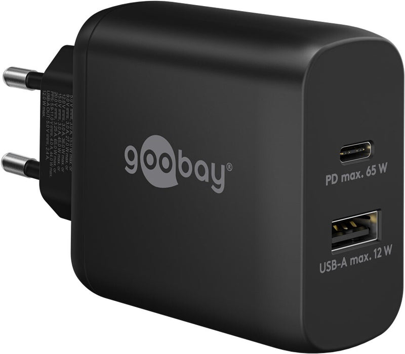 Goobay 65409 oplader til mobil enhed Mobiltelefon, Laptop Sort Vekselstrøm Indendørs