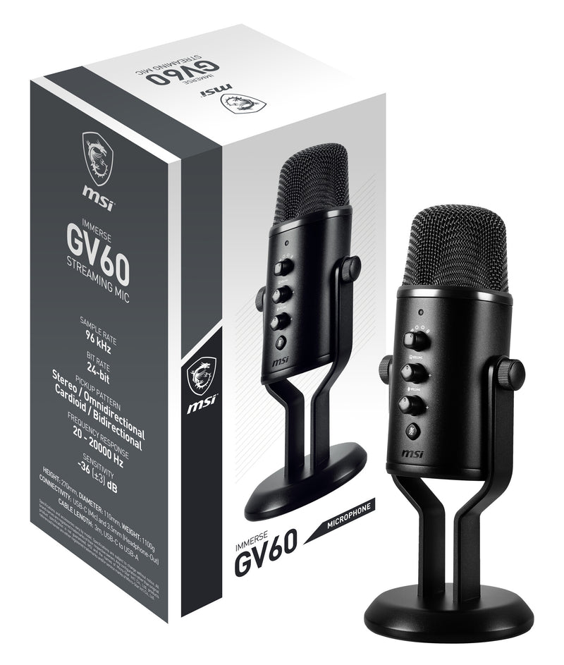 MSI IMMERSE GV60 STREAMING MIC mikrofon Sort Mikrofon til spillekonsol