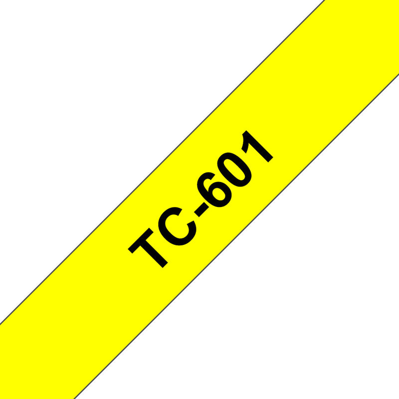 Brother TC-601 etiketbånd Sort på gul