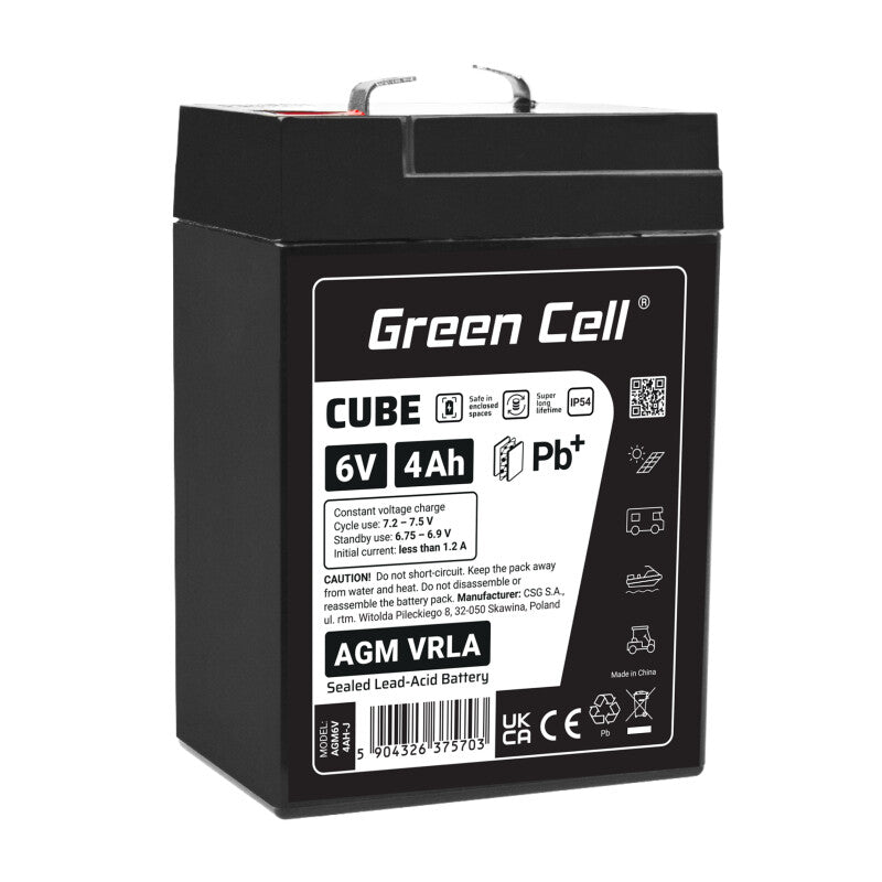 Green Cell AGM6V4AH-J UPS batteri Blybatterier (VRLA) 6 V 4 At