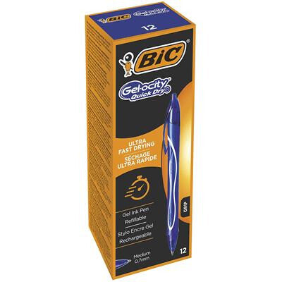 BIC Gel-ocity Quick Dry Blå Clip-on udtrækkelig kuglepen Mellem 12 stk