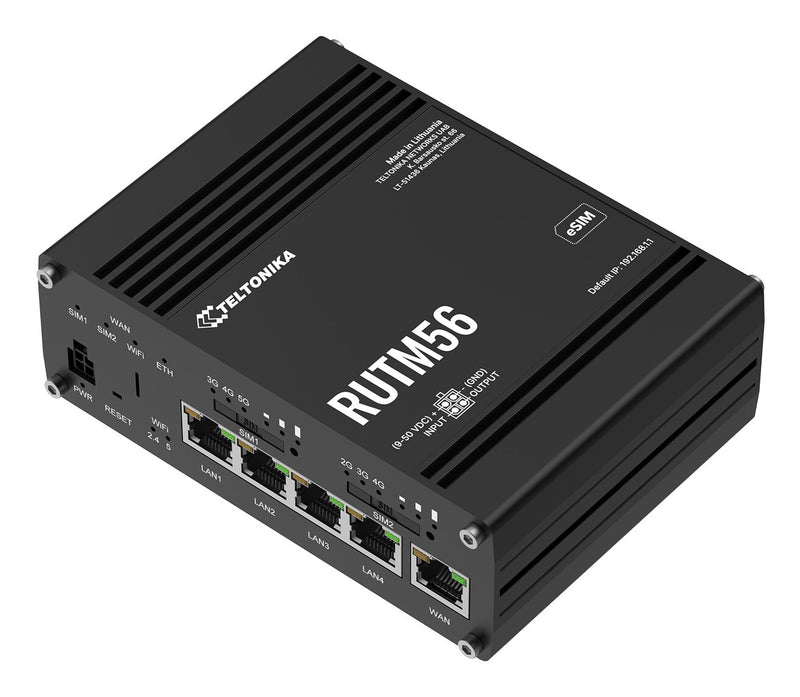 Teltonika RUTM56 trådløs router Gigabit Ethernet Dual-band (2,4 GHz / 5 GHz) 5G Sort