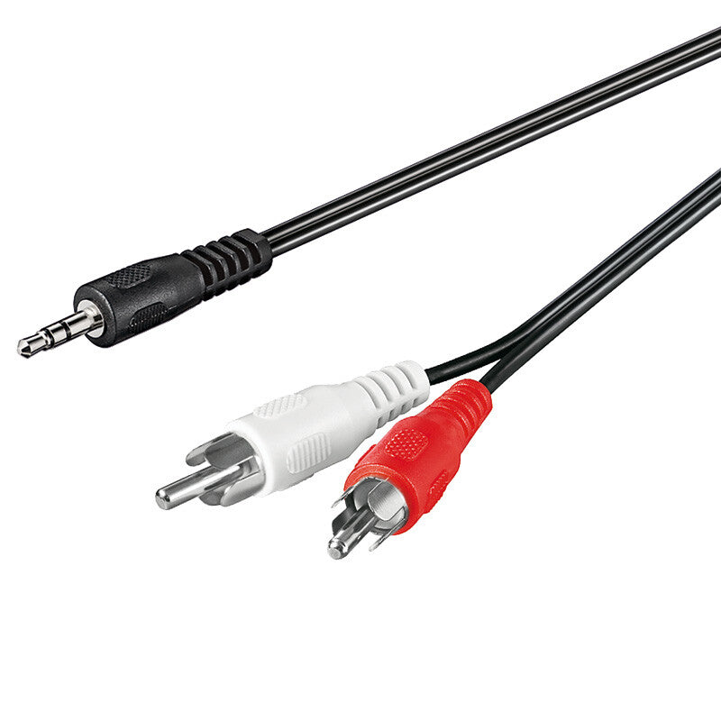 Goobay 3.5mm - 2x RCA, 1m lydkabel 2 x RCA Sort, Rød, Hvid